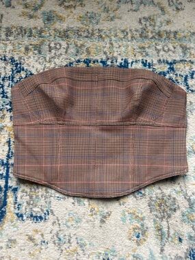 A.L.C. brown plaid strapless corset top Size 8 medium NWT
